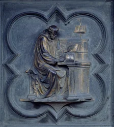 St Jerome, panel F drzwi północnych baptysterium San Giovanni, 1403-24 (brąz)
